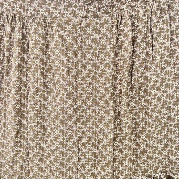 Massimo Dutti Viscose Wool Blend Floral Print Midi Skirt Olive Green Women's 6 - Picture 4 of 11